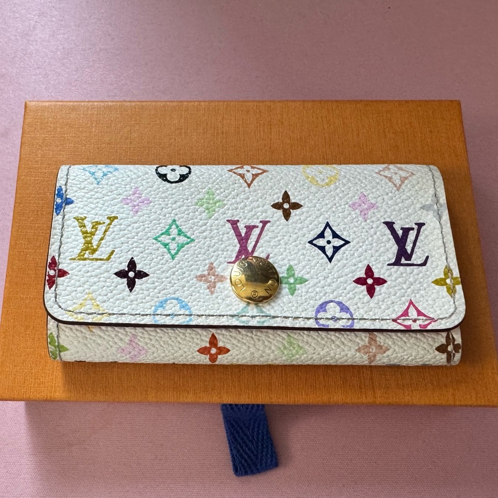 Louis Vuitton Murakami White Multicolor Monogram Key Case Holder (4)